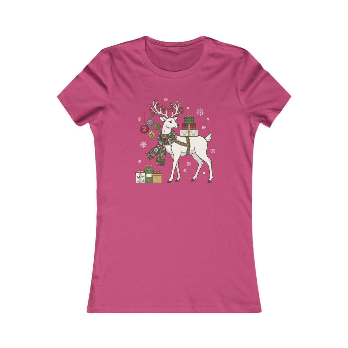 T-shirt natalizia da donna con cervo