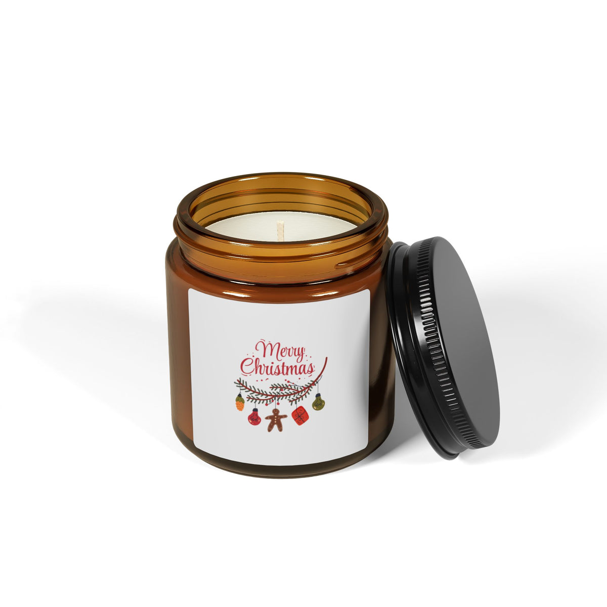Candela in barattolo ambrato – Natale Doodle