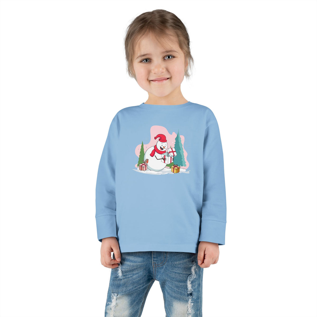 T-shirt a maniche lunghe per bambini "Snowman's Surprise"