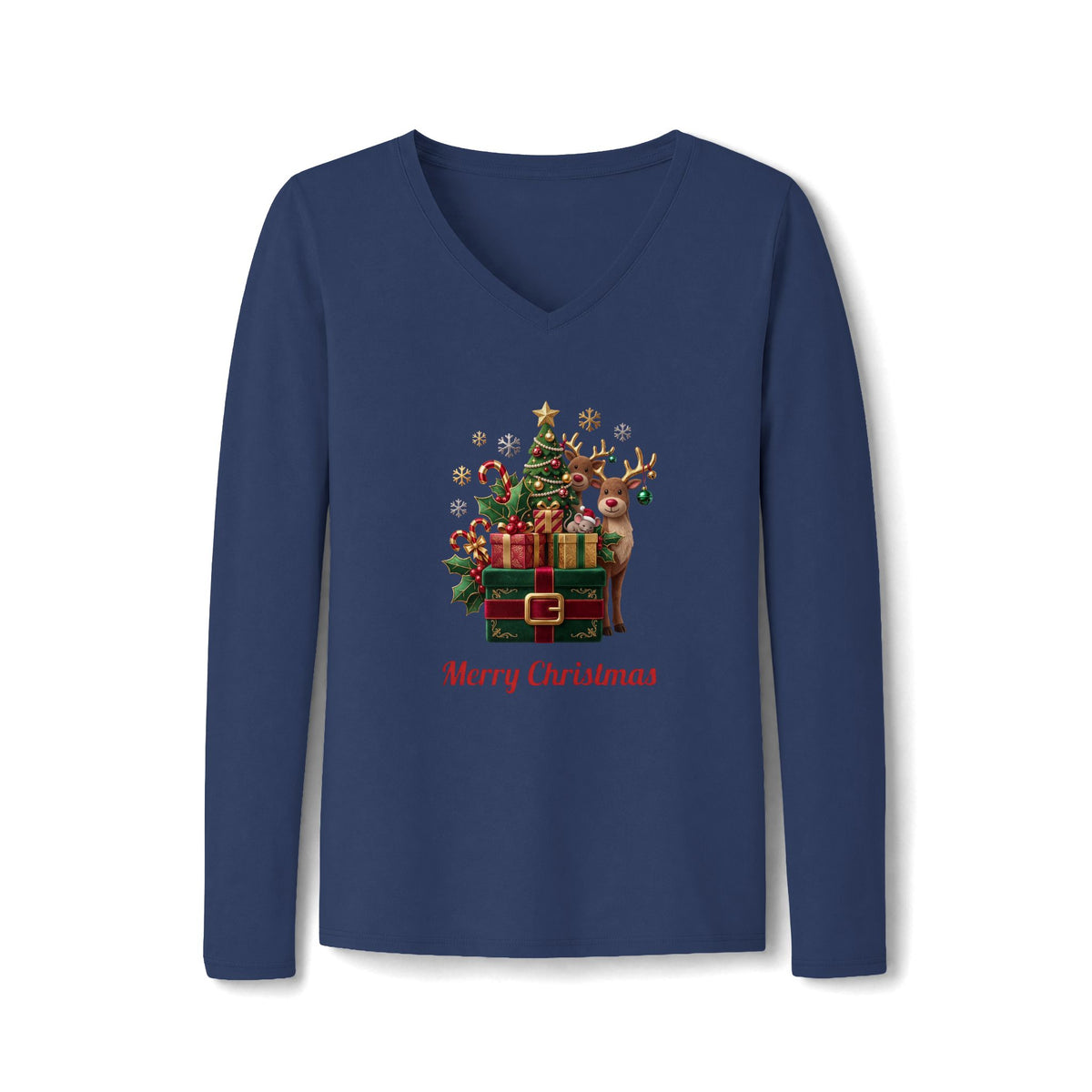 T-shirt a maniche lunghe con scollo a V da donna Festive Bounty