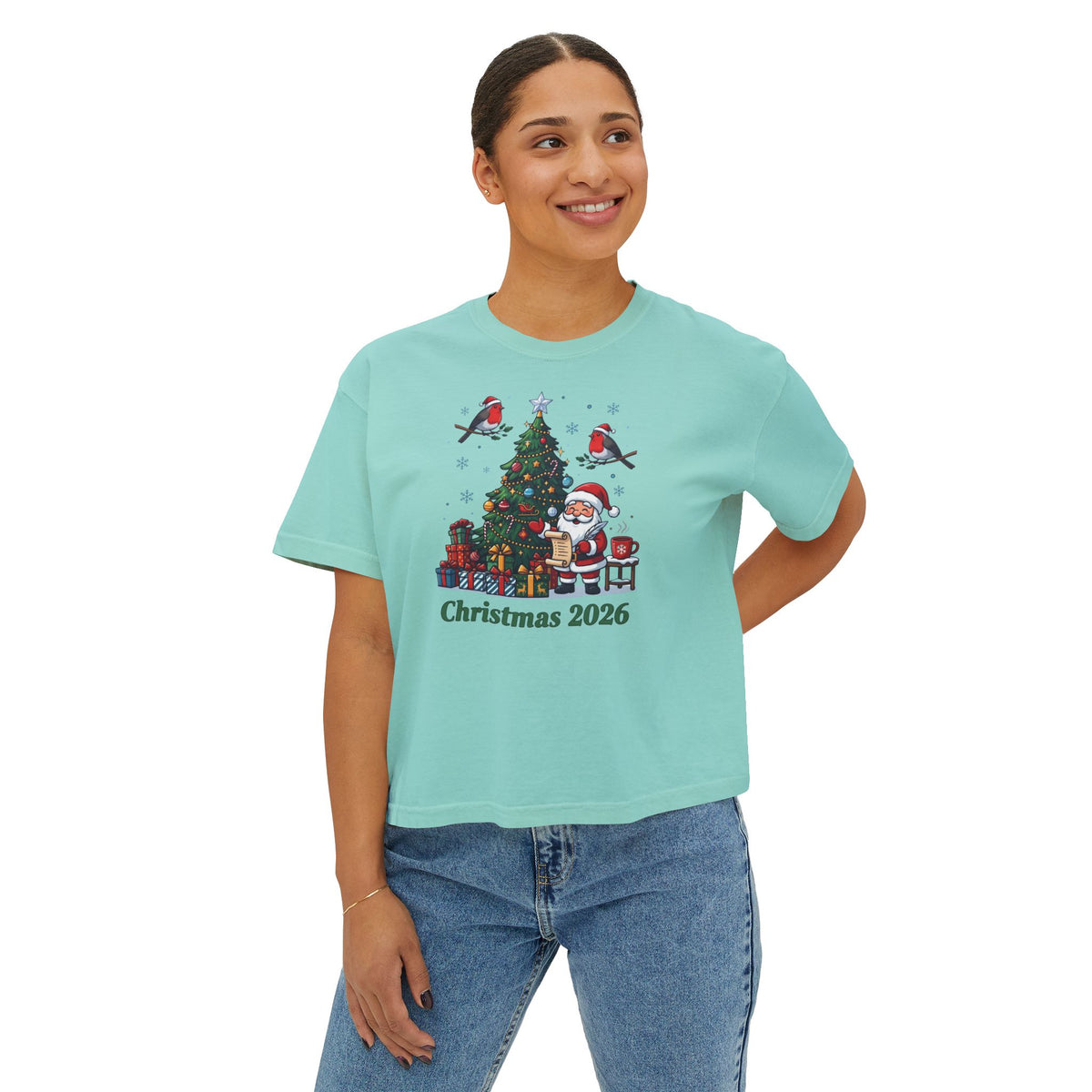 T-shirt donna boxy Natale 2026