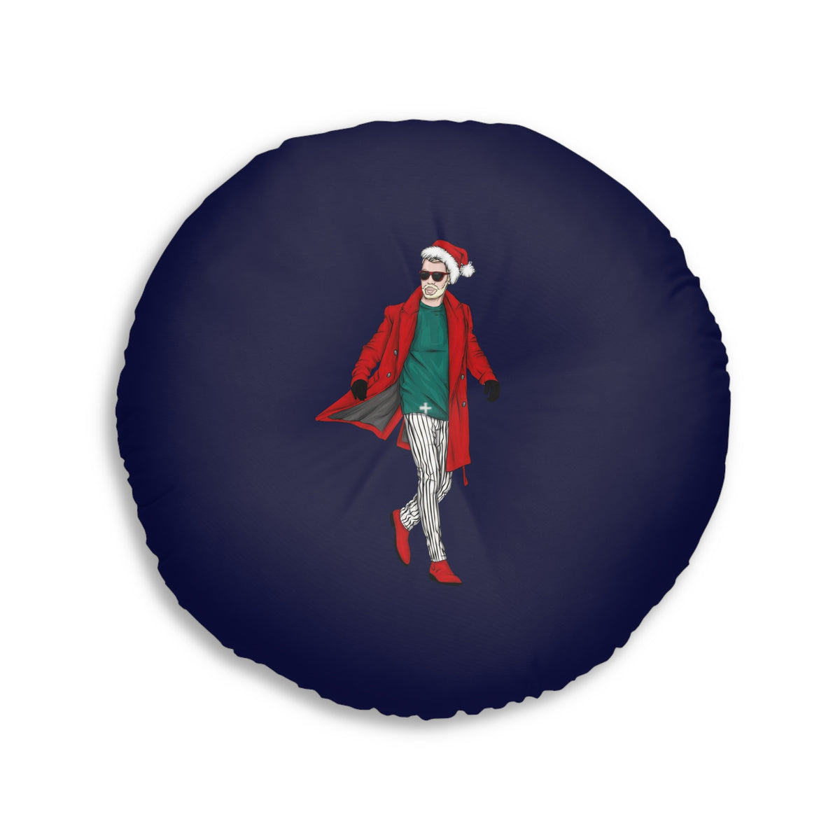Cuscino da pavimento rotondo trapuntato Swag Claus