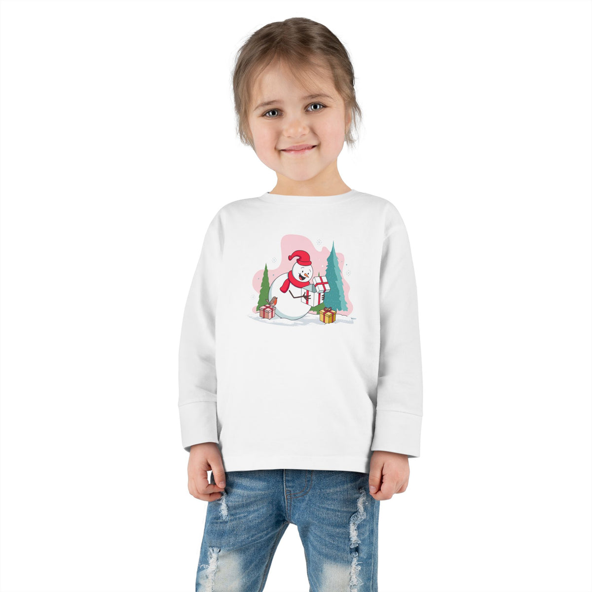 T-shirt a maniche lunghe per bambini "Snowman's Surprise"