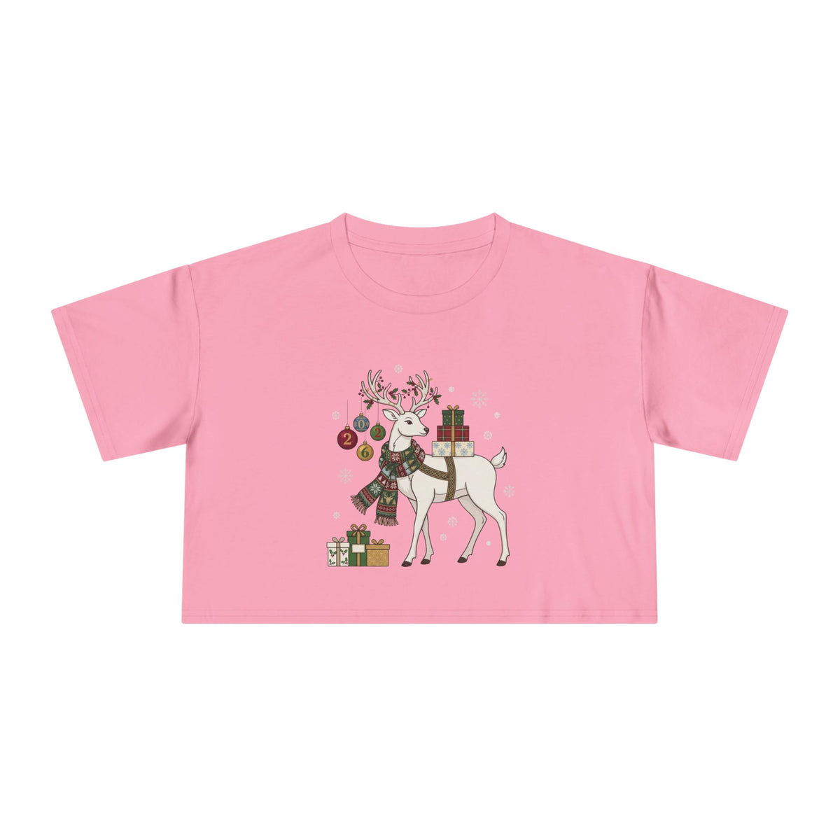 T-shirt crop donna – Renna di Natale