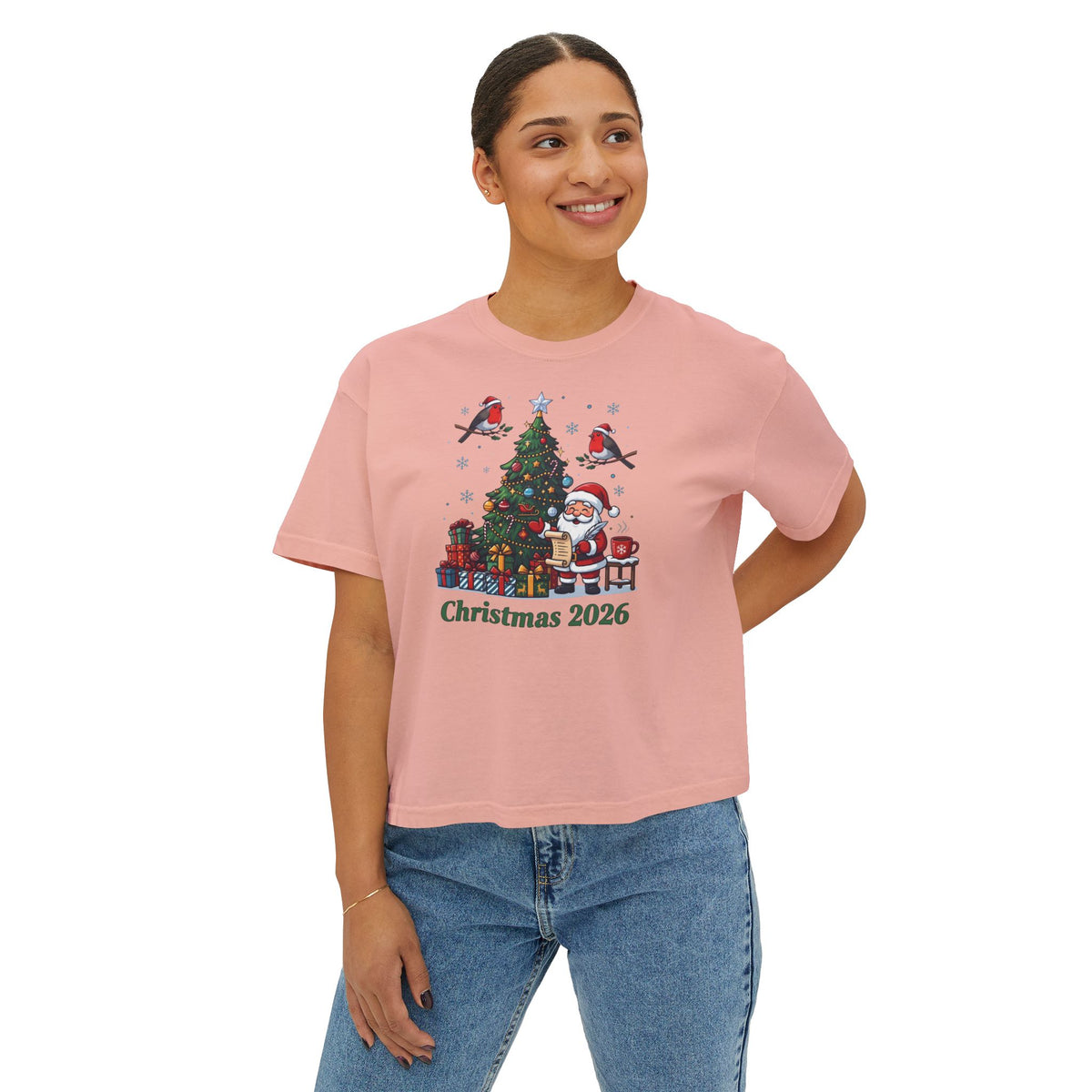 T-shirt donna boxy Natale 2026