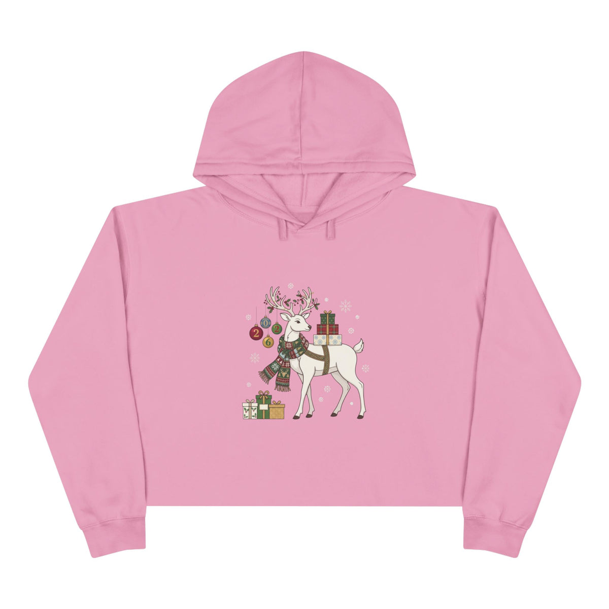Felpa crop con cappuccio donna – Renna di Natale