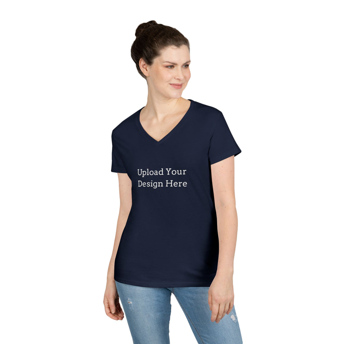 T-shirt scollo a V donna personalizzabile – Modello B