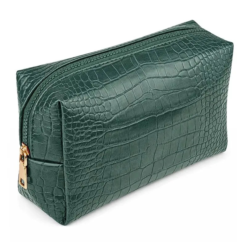 Beauty case da viaggio con lettere effetto coccodrillo