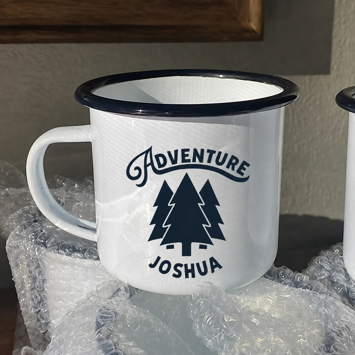 Tazza da campeggio smaltata con nome e logo aziendale 350 ml