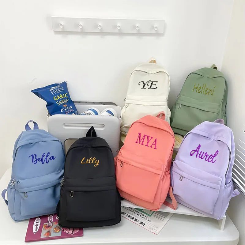Zaino scuola personalizzato con nome ricamato in nylon – Modello B