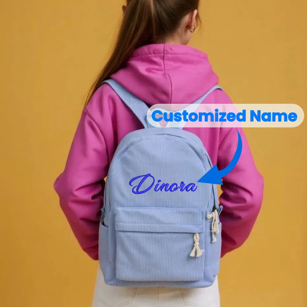 Zaino scuola bambini personalizzato con nome in velluto