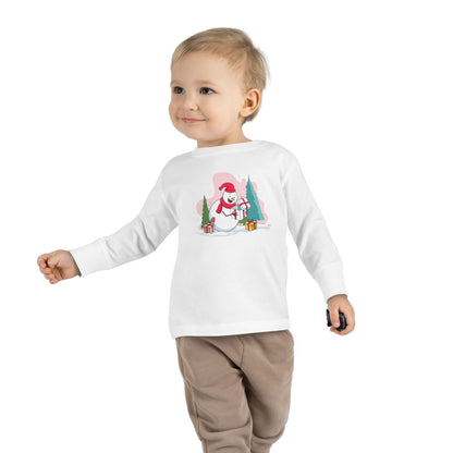 T-shirt a maniche lunghe per bambini "Snowman's Surprise"