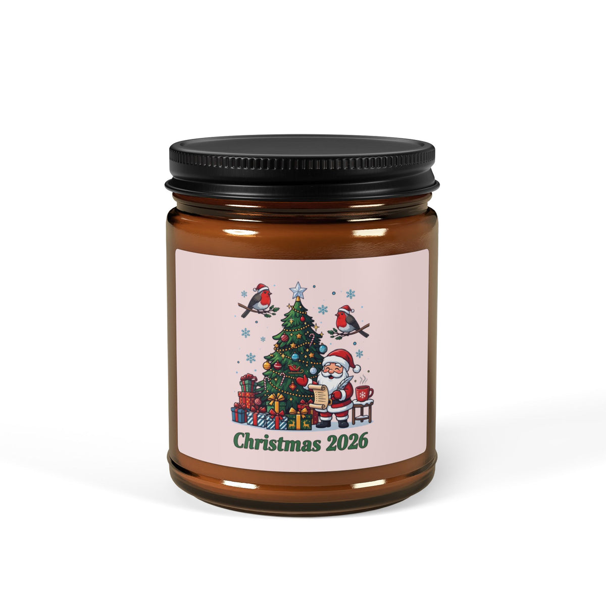 Candela in barattolo ambrato – Natale 2026