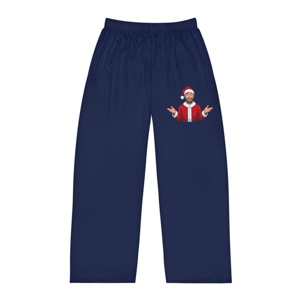 Pantaloni del pigiama da uomo blu navy con Babbo Natale felice