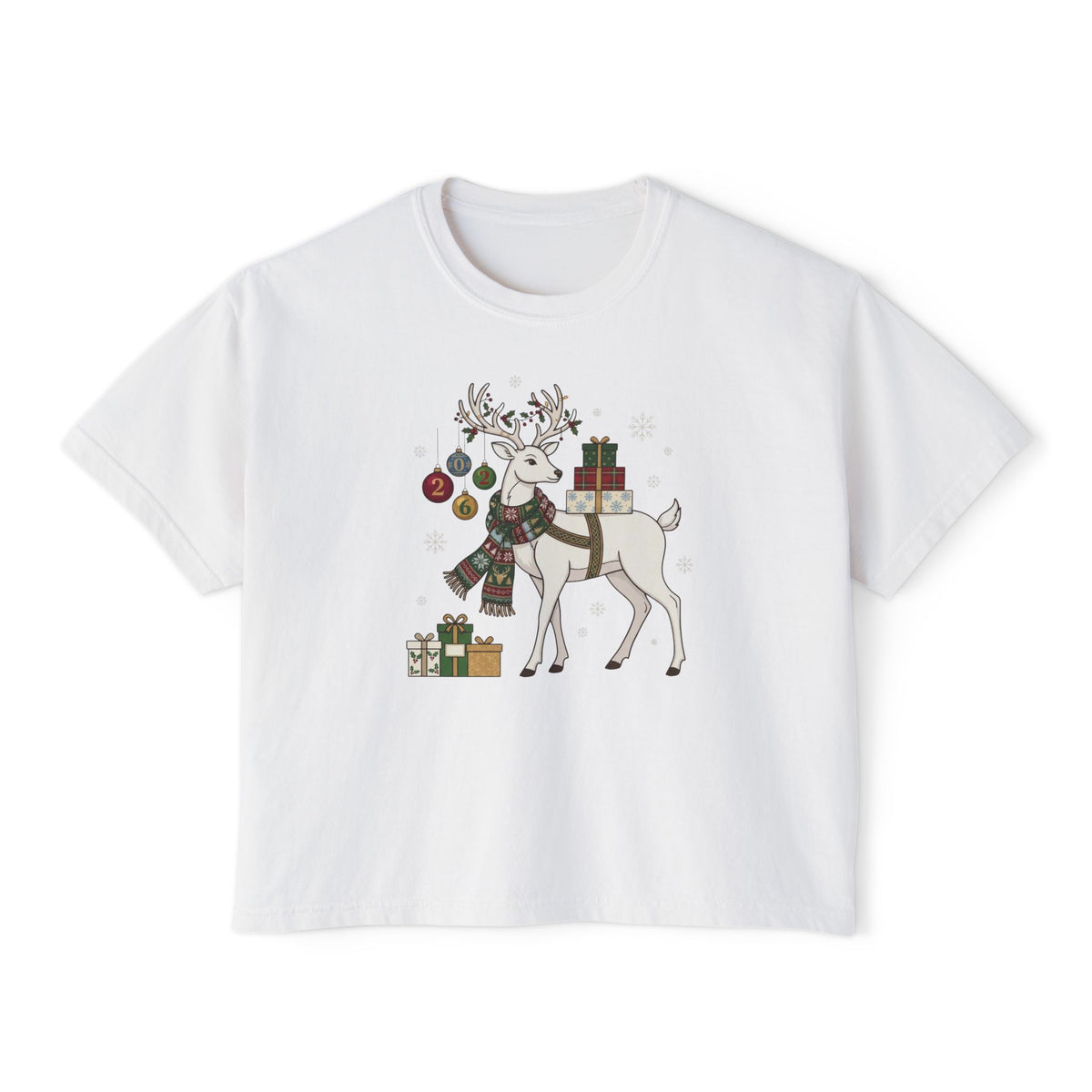 T-shirt boxy donna – Renna di Natale