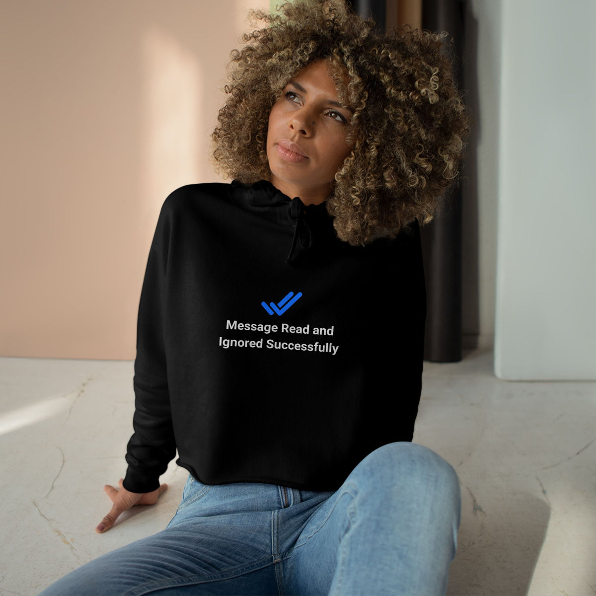 Felpa crop con cappuccio donna «Ignored»