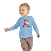 T-shirt a maniche lunghe da bambino con Babbo Natale sulle spalle
