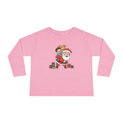 T-shirt a maniche lunghe da bambino con Babbo Natale sulle spalle