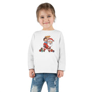 T-shirt a maniche lunghe da bambino con Babbo Natale sulle spalle
