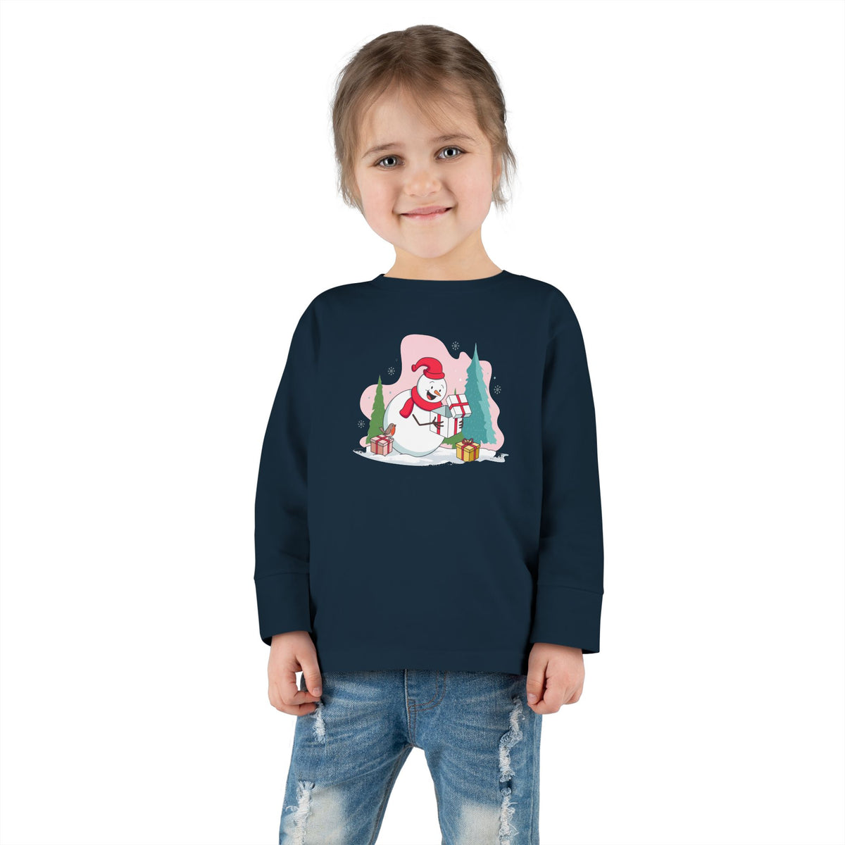 T-shirt a maniche lunghe per bambini "Snowman's Surprise"