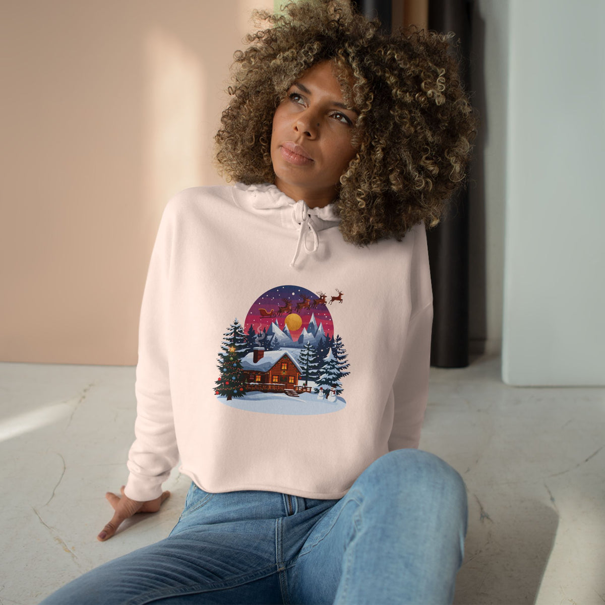 Felpa crop con cappuccio donna – Baita d'Inverno
