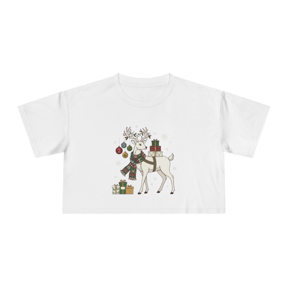 T-shirt corta da donna con cervo natalizio