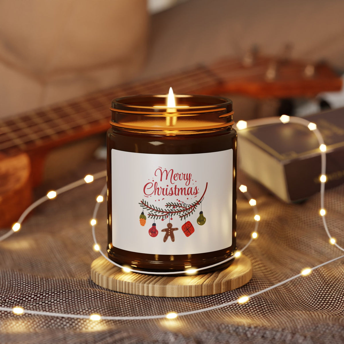 Candela in barattolo ambrato – Natale Doodle
