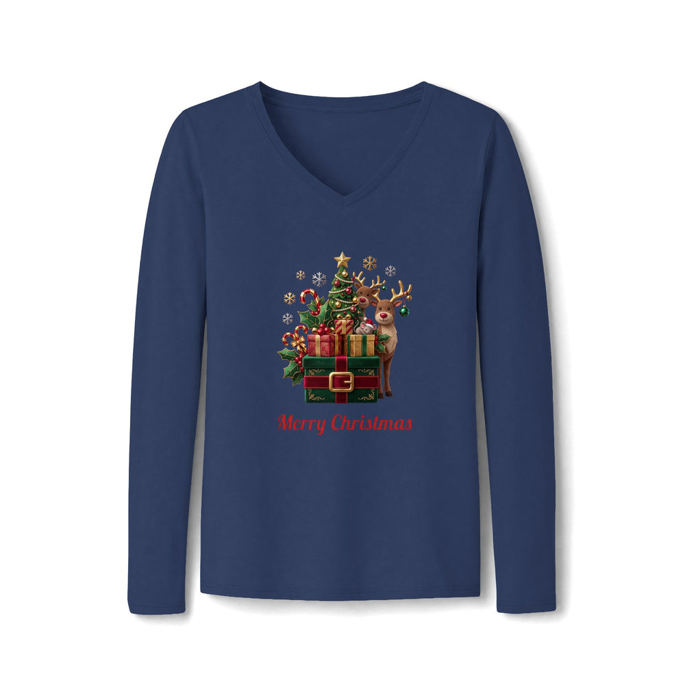 T-shirt a maniche lunghe con scollo a V da donna Festive Bounty