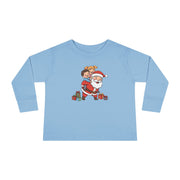 T-shirt a maniche lunghe da bambino con Babbo Natale sulle spalle