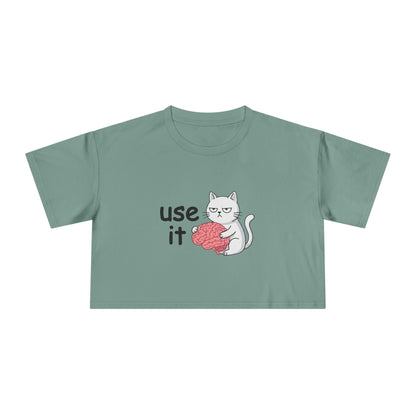 T-shirt crop bianca donna «Use It»