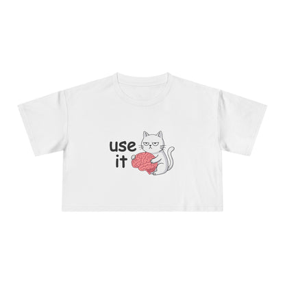 T-shirt crop bianca donna «Use It»