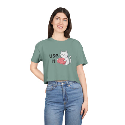 T-shirt crop bianca donna «Use It»