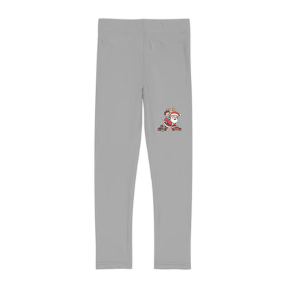 Leggings da bambino grigi Piggyback Santa