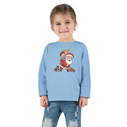T-shirt a maniche lunghe da bambino con Babbo Natale sulle spalle