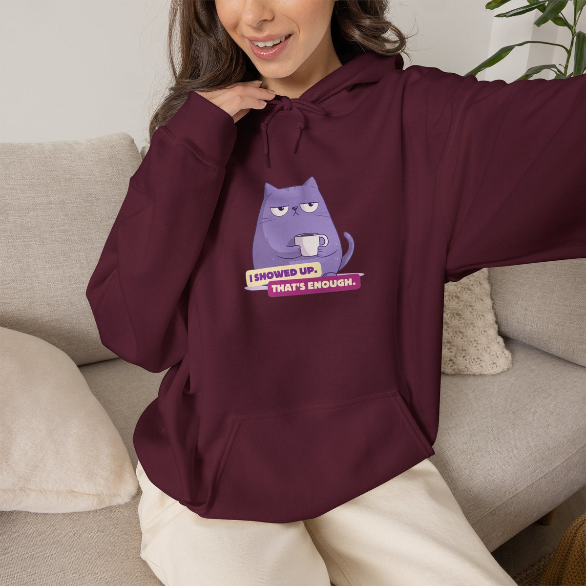 Felpa con cappuccio donna «I Showed Up»