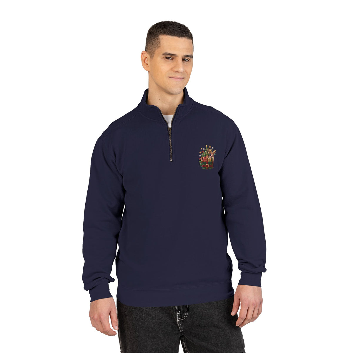 Felpa uomo con zip corta Festive Bounty