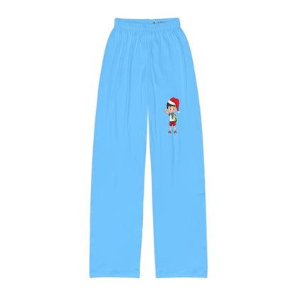 Pantaloni da casa per bambini azzurri "Aiutante di Babbo Natale"