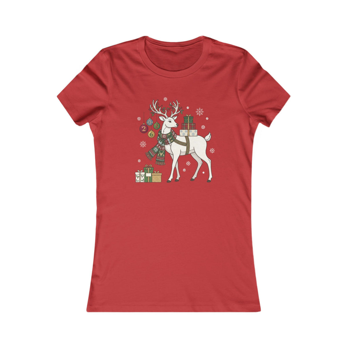 T-shirt natalizia da donna con cervo