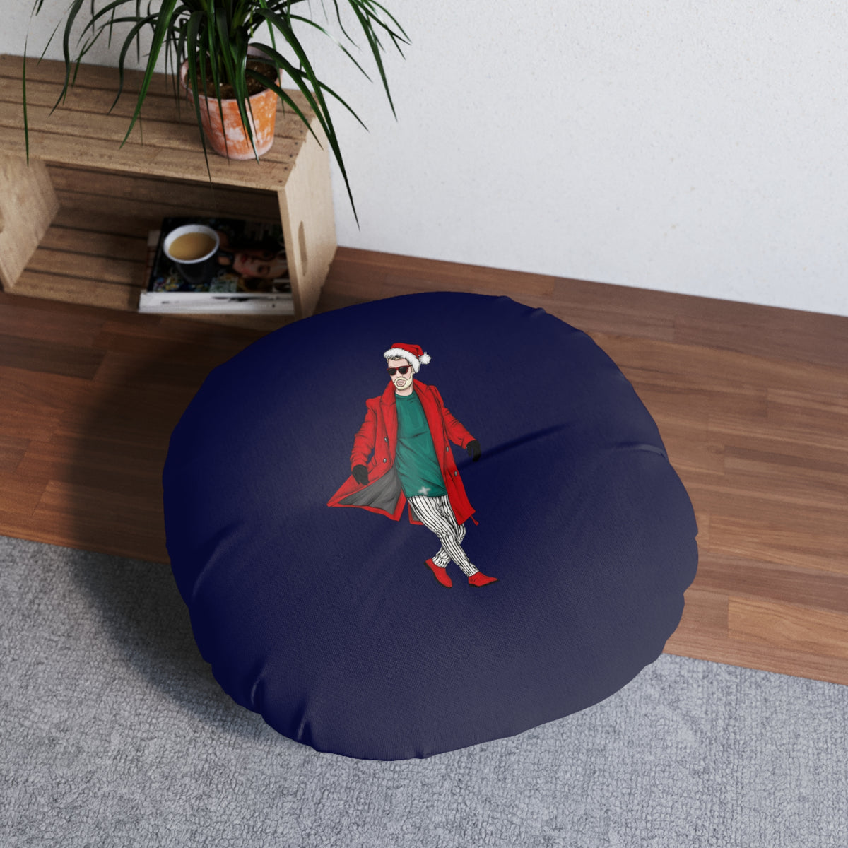 Cuscino da pavimento rotondo trapuntato Swag Claus