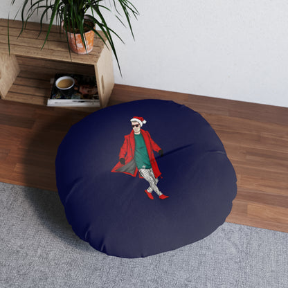 Cuscino da pavimento rotondo trapuntato Swag Claus
