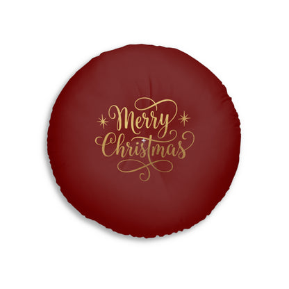 Cuscino da pavimento rotondo con trapuntatura Merry Christmas 2