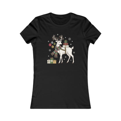 T-shirt natalizia da donna con cervo