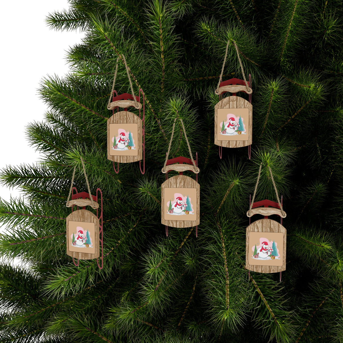 Decorazioni a forma di slitta – La Sorpresa del Pupazzo di Neve