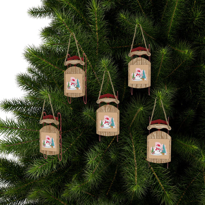 Ornamenti a slitta a sorpresa del pupazzo di neve