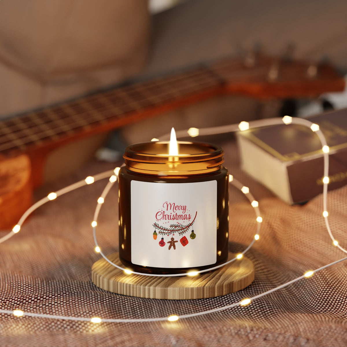 Candela in barattolo ambrato – Natale Doodle