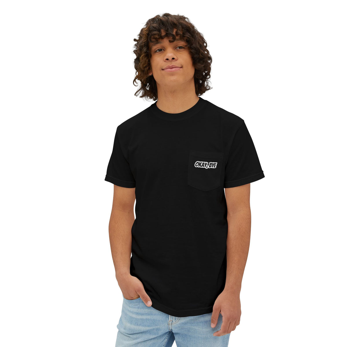 T-shirt uomo con taschino scura «Okay Bye»