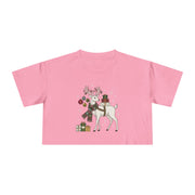 T-shirt corta da donna con cervo natalizio