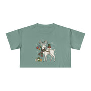 T-shirt corta da donna con cervo natalizio