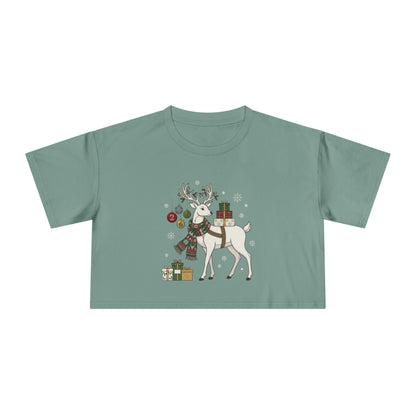 T-shirt crop donna – Renna di Natale