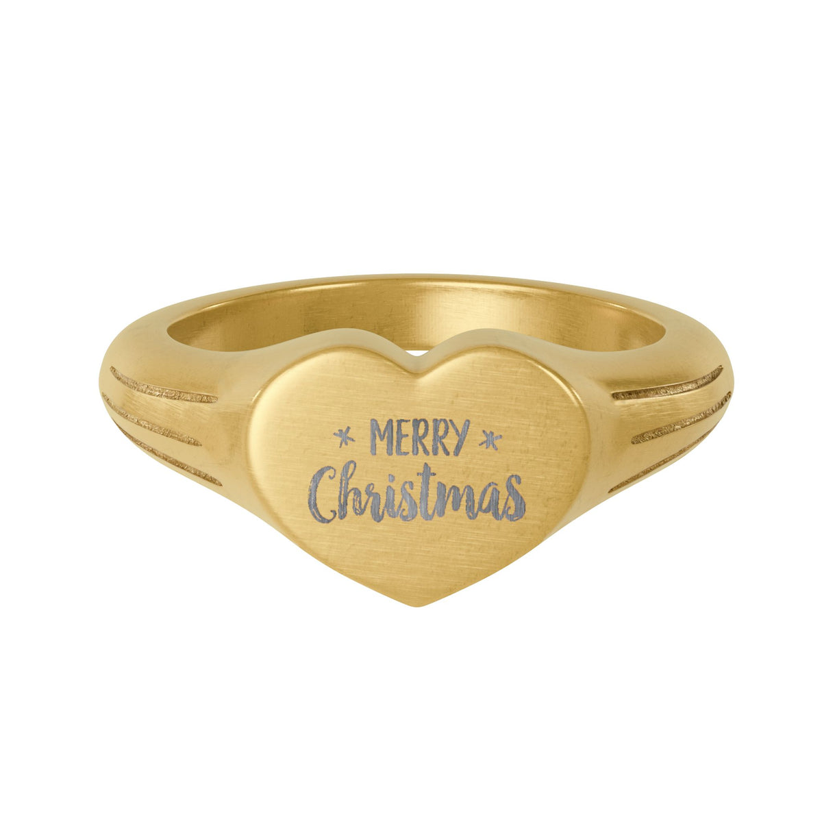 Anello a sigillo con cuore Merry Christmas